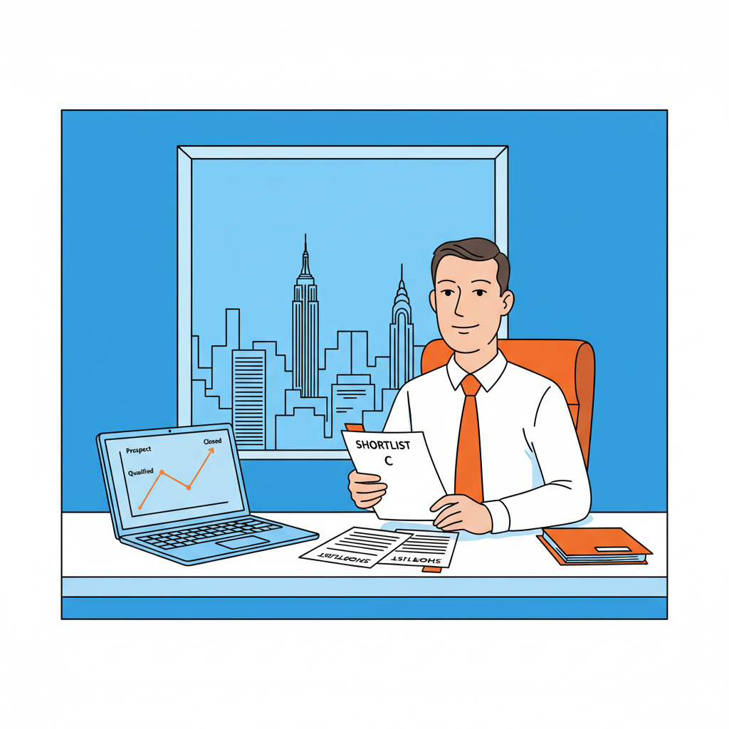 Founder reviewing a shortlist of fintech sales candidates