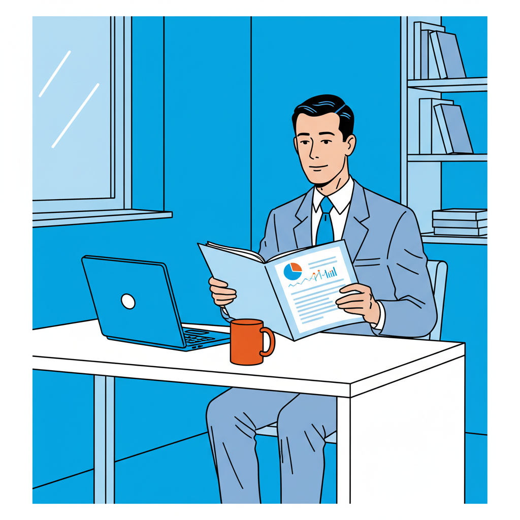 Claims adjuster reviewing property damage documentation and insurance claim files at a desk